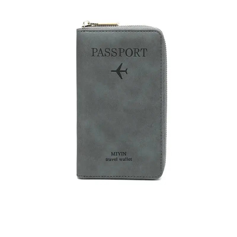 Passeport Couverture et Porte-Cartes RFID Gris