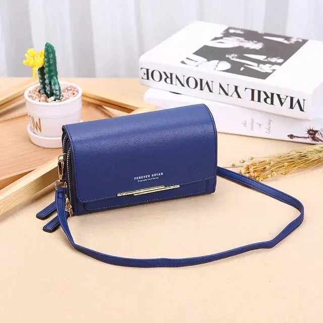 Pochette Portefeuille Bandoulière Femme Bleu