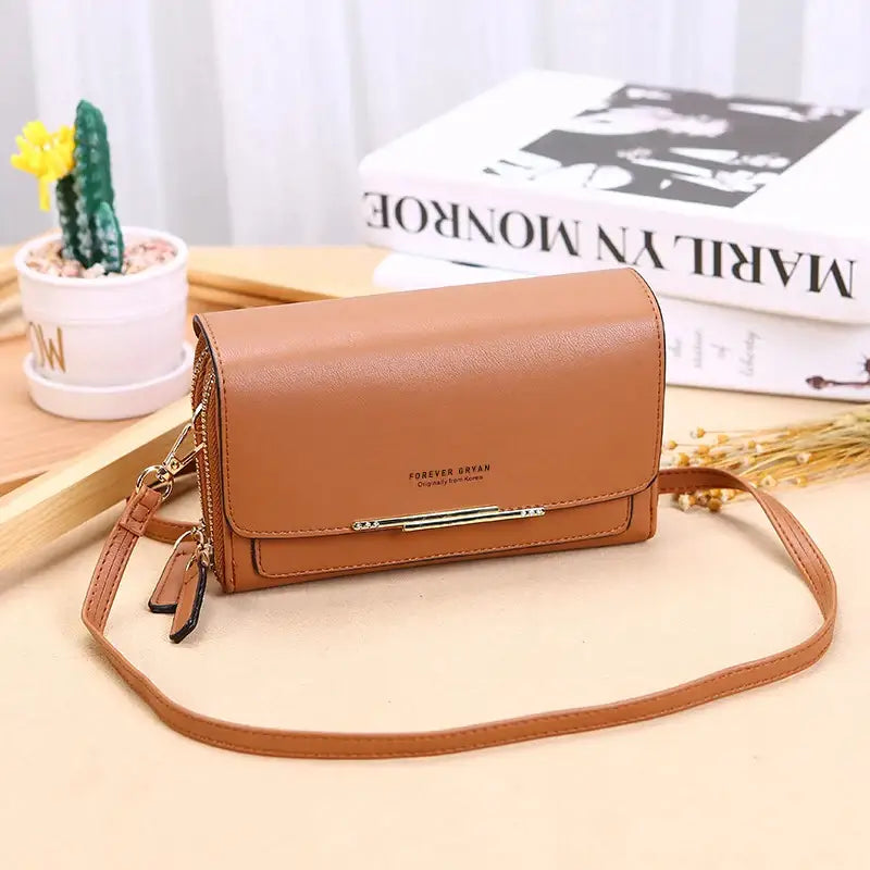 Pochette Portefeuille Bandoulière Femme Marron