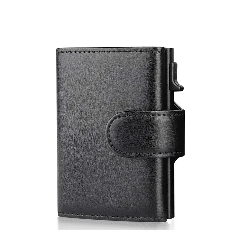 Porte-cartes En Cuir De Vachette Cœur Coréen - 22 Pochettes Transparentes - Noir Pour Femme