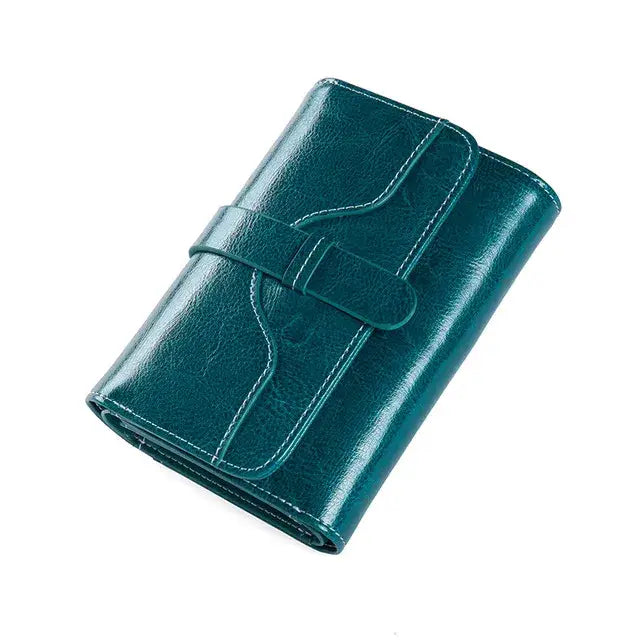 Porte-Carte en Cuir Femme Bleu pétrole