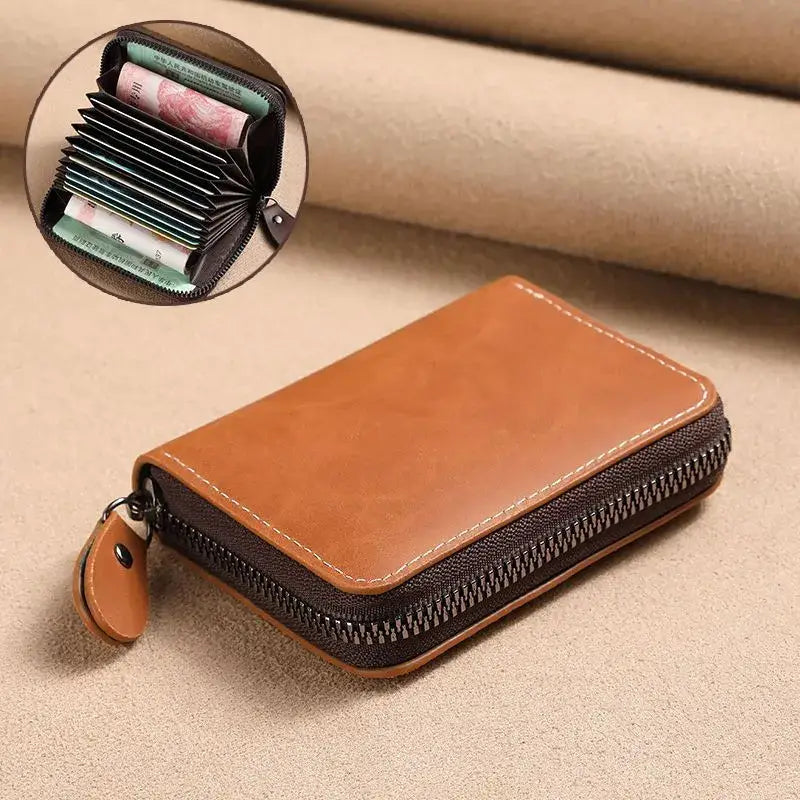 Porte-Carte Zippé Homme Marron