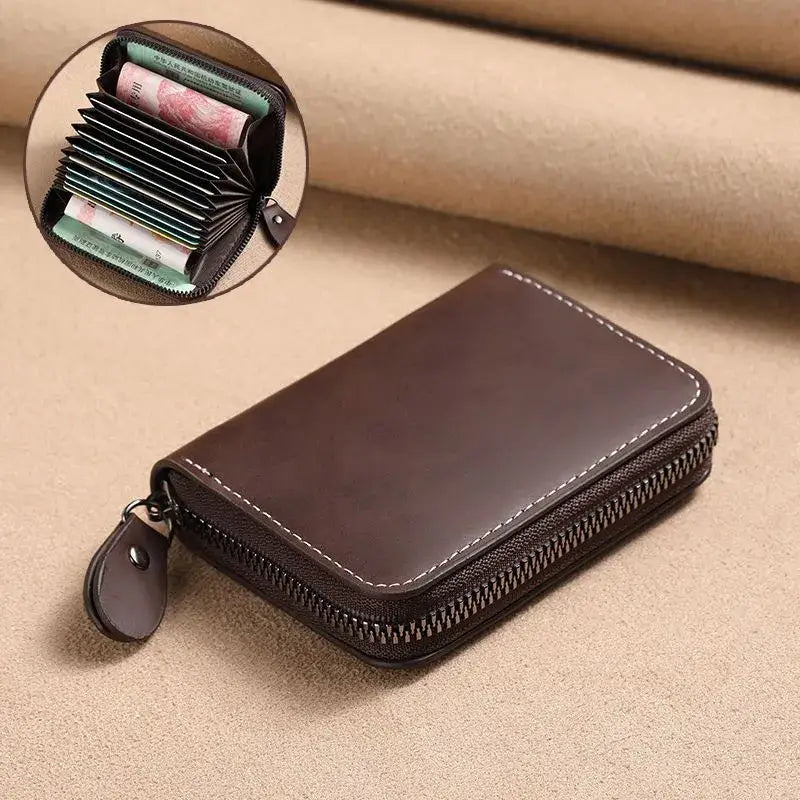 Porte-Carte Zippé Homme Marron foncé