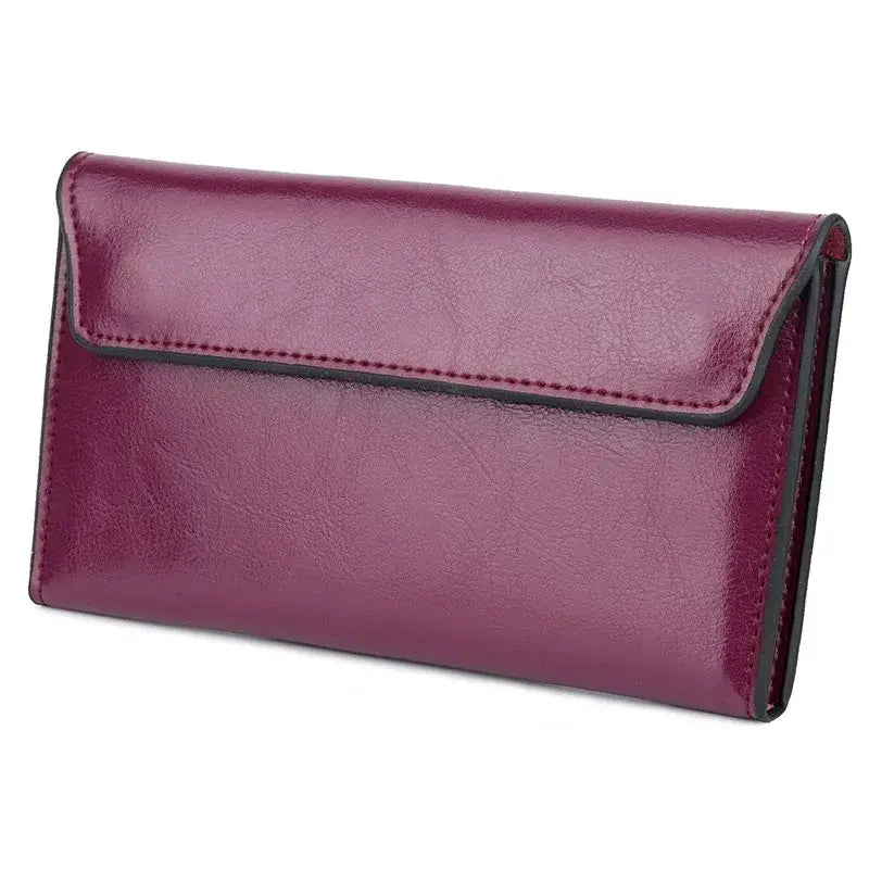 Portefeuille Cuir Souple Femme Prune
