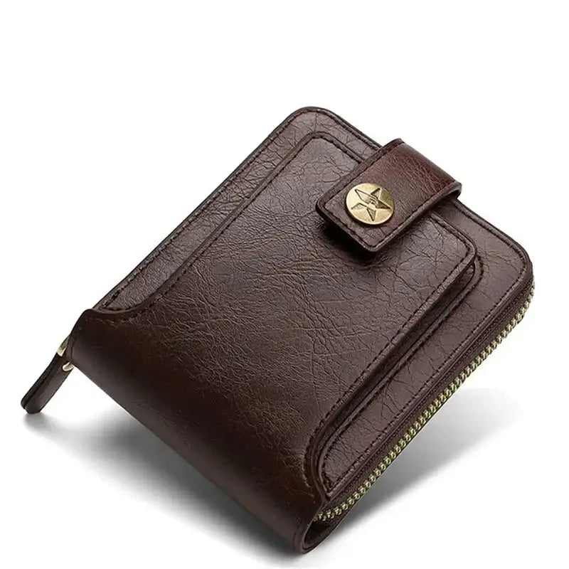 Portefeuille Homme Fermeture Éclair Marron foncé