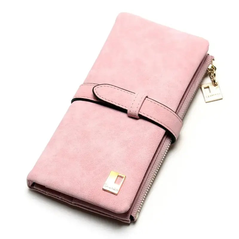 Portefeuille Porte-Carte Femme Daim Rose