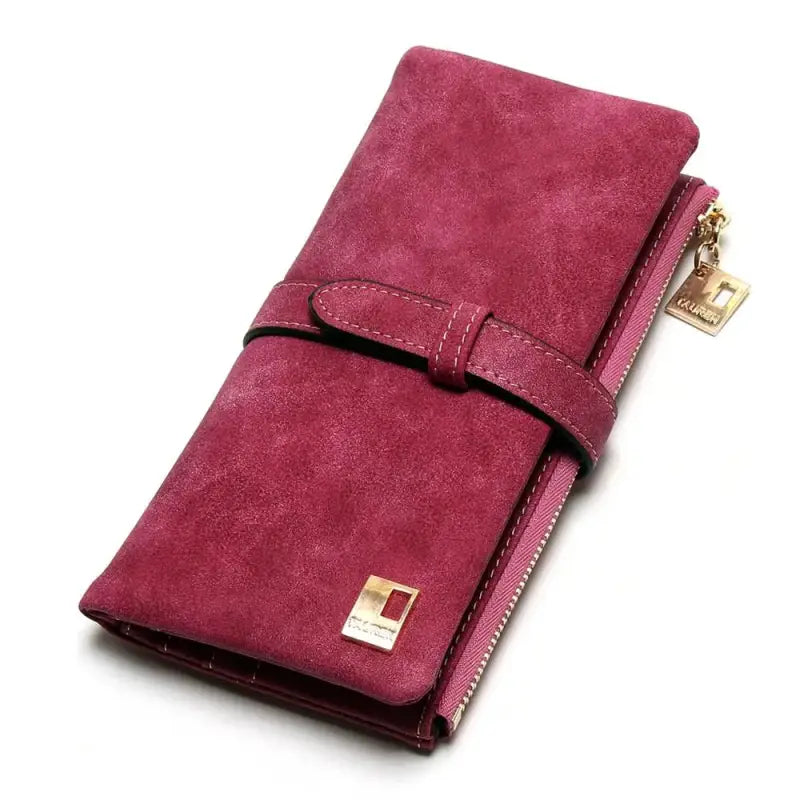 Portefeuille Porte-Carte Femme Daim Rouge