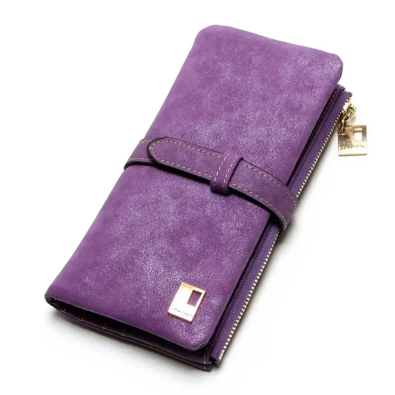 Portefeuille Porte-Carte Femme Daim Violet