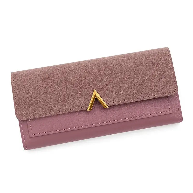 Portefeuille Porte Carte Femme Long Rose foncé
