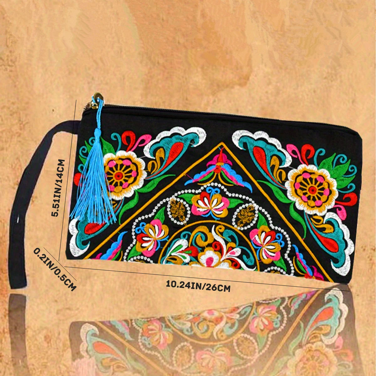 Pochette Portefeuille Ethnique Brodée 2