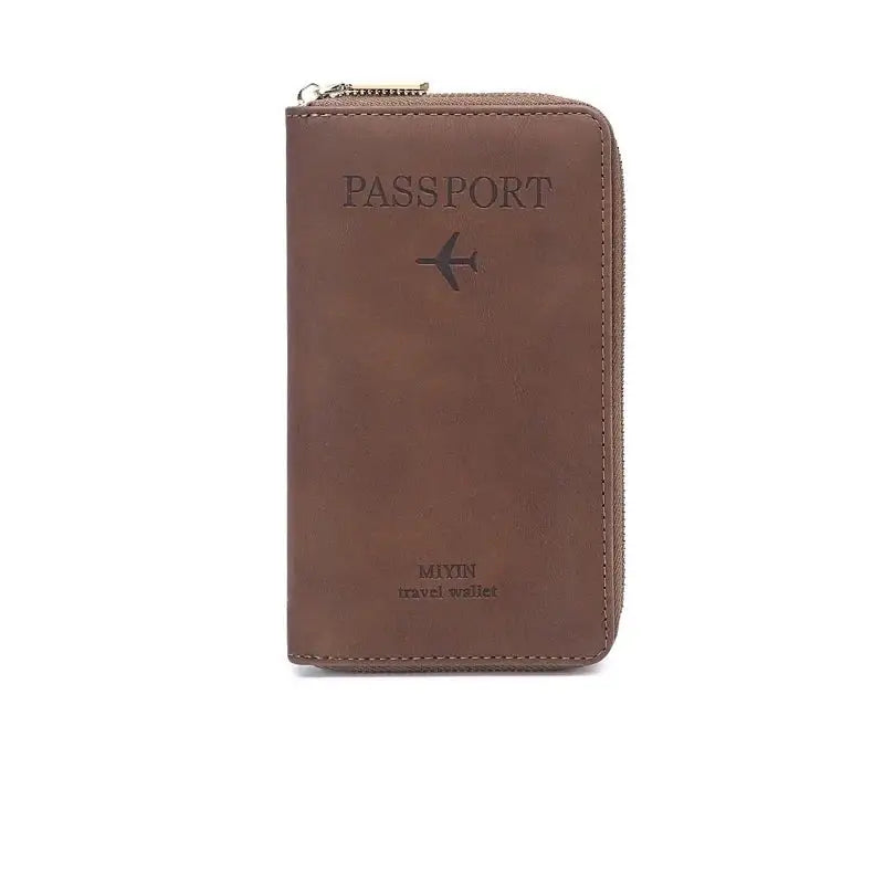 Passeport Couverture et Porte-Cartes RFID Marron foncé