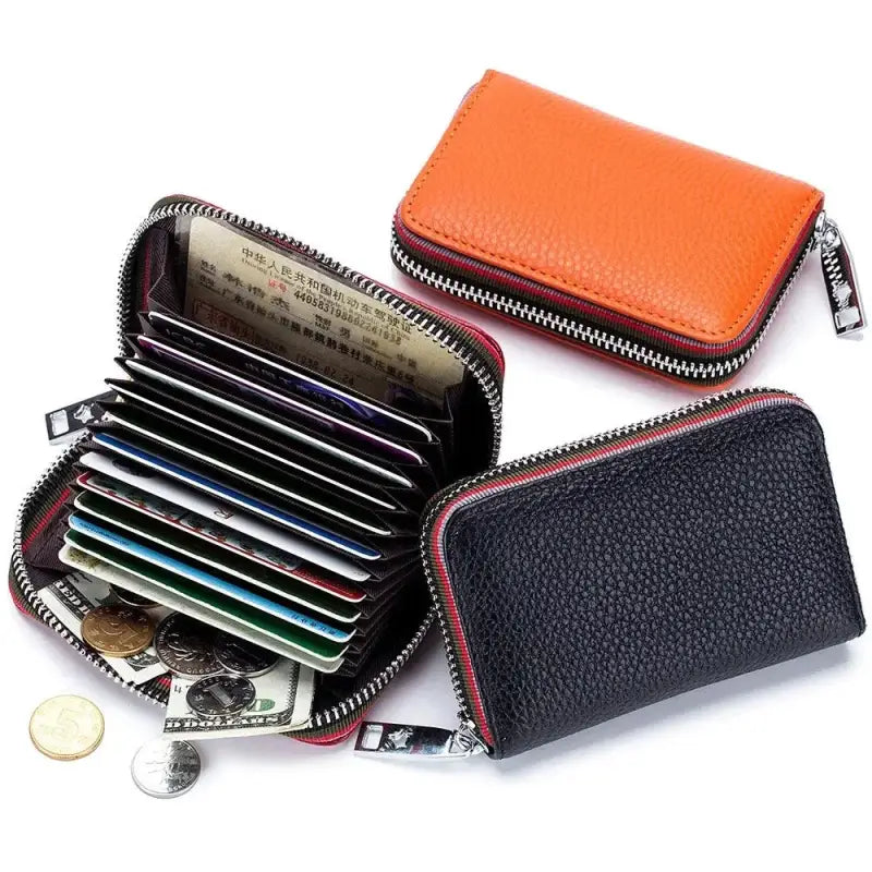 Porte carte crédit Cuir Véritable + étui Carte RFID, compact, plat Porte carte crédit Cuir Véritable + étui Carte RFID, compact, plat